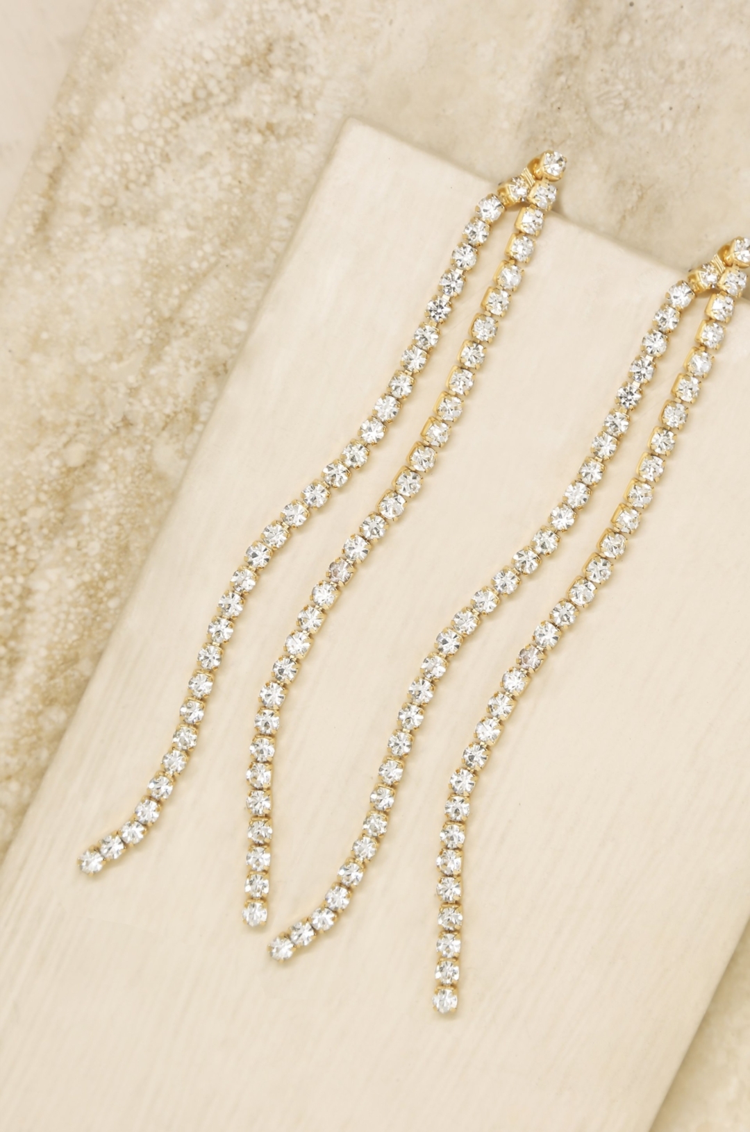 Ettika-Crystal Chain 18k Gold Plated Dangle Earrings