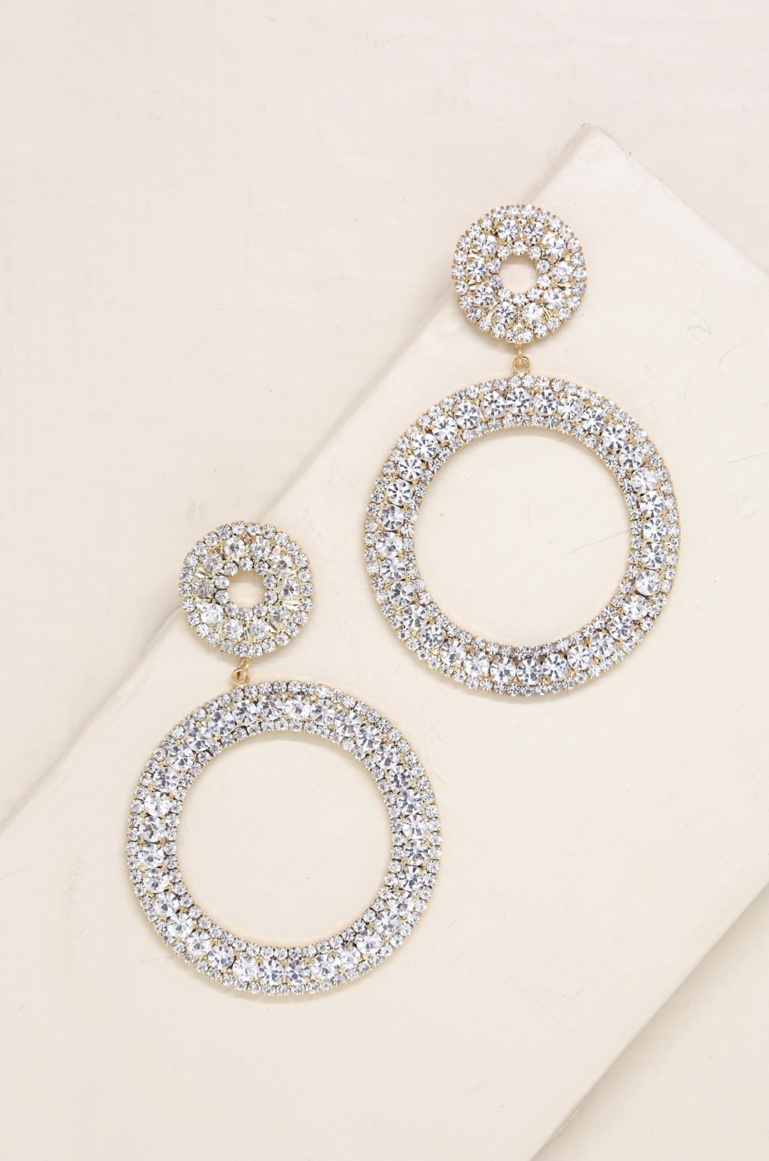 Ettika-Double Crystal Statement 18k Gold Plated Hoop Earrings