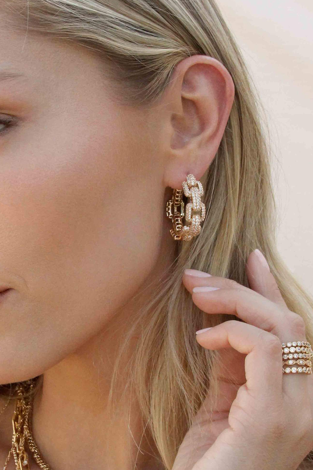 Crystal Chain Hoop Earrings - Ettika Jewelry 