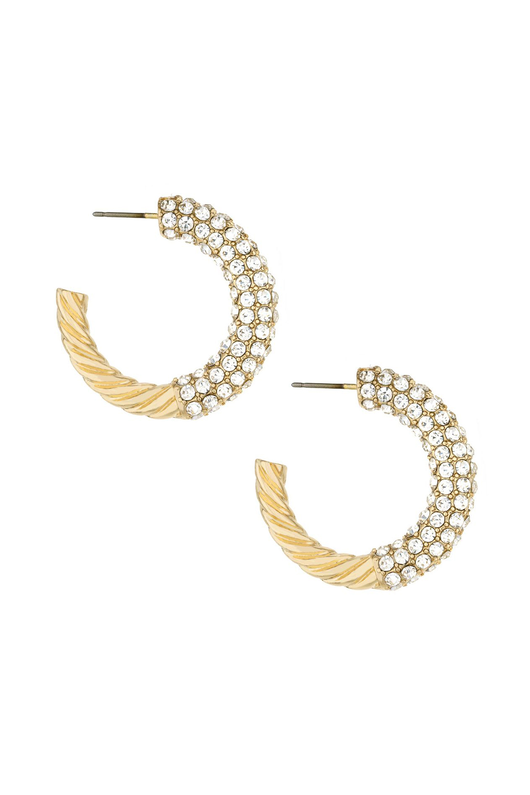 Crystal Dotted Twist Hoop Earrings - Ettika Jewelry 