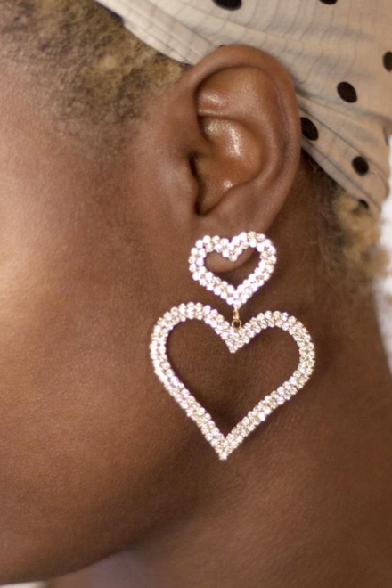 Double Trouble Heart Crystal Earrings - Ettika Jewelry 