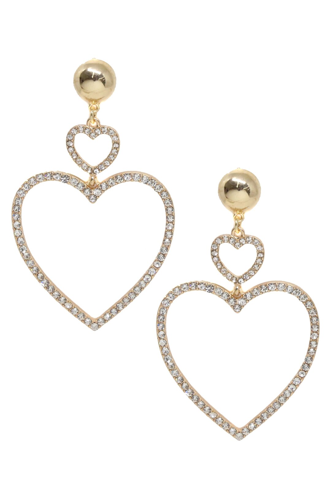Double Heart Crystal Drop Earrings - Ettika Jewelry 