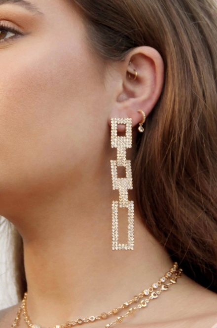 Crystal Rectangle Earrings- Ettika Jewellery Rent A Dress