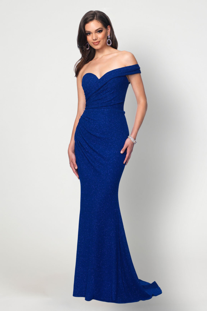 Elegant Navy Glitter Gown by Blush Prom Prom Dress Rental