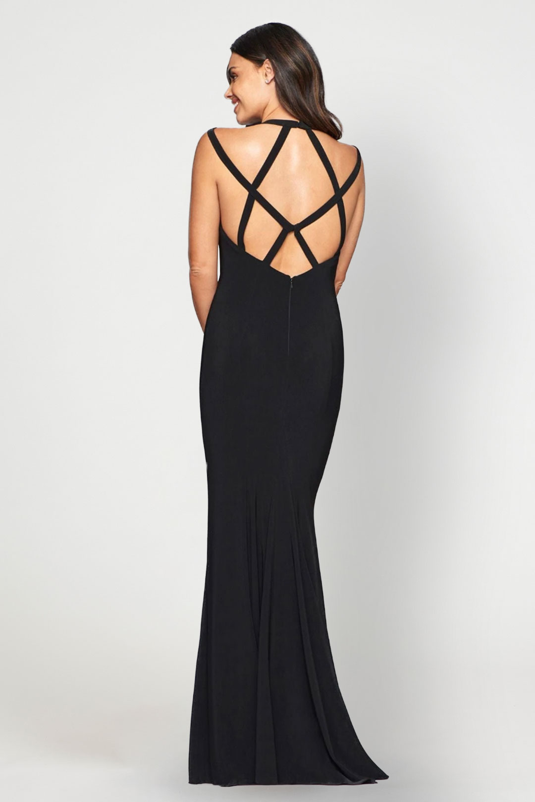 Black Double Strap Long Dress- Faviana Rent A Dress Dress Rental Gown Rental Back cross