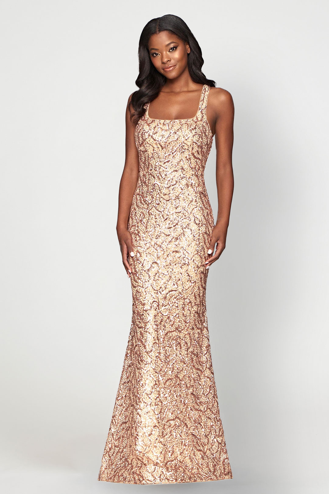 Crossed Back Sequin Gown Faviana- Rent A Dress Dress Rental Gown Rental