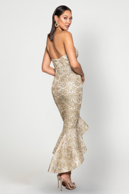 Yasmin Gold Dress Elle Zeitoune-Dress Rental Rent A Dress Back