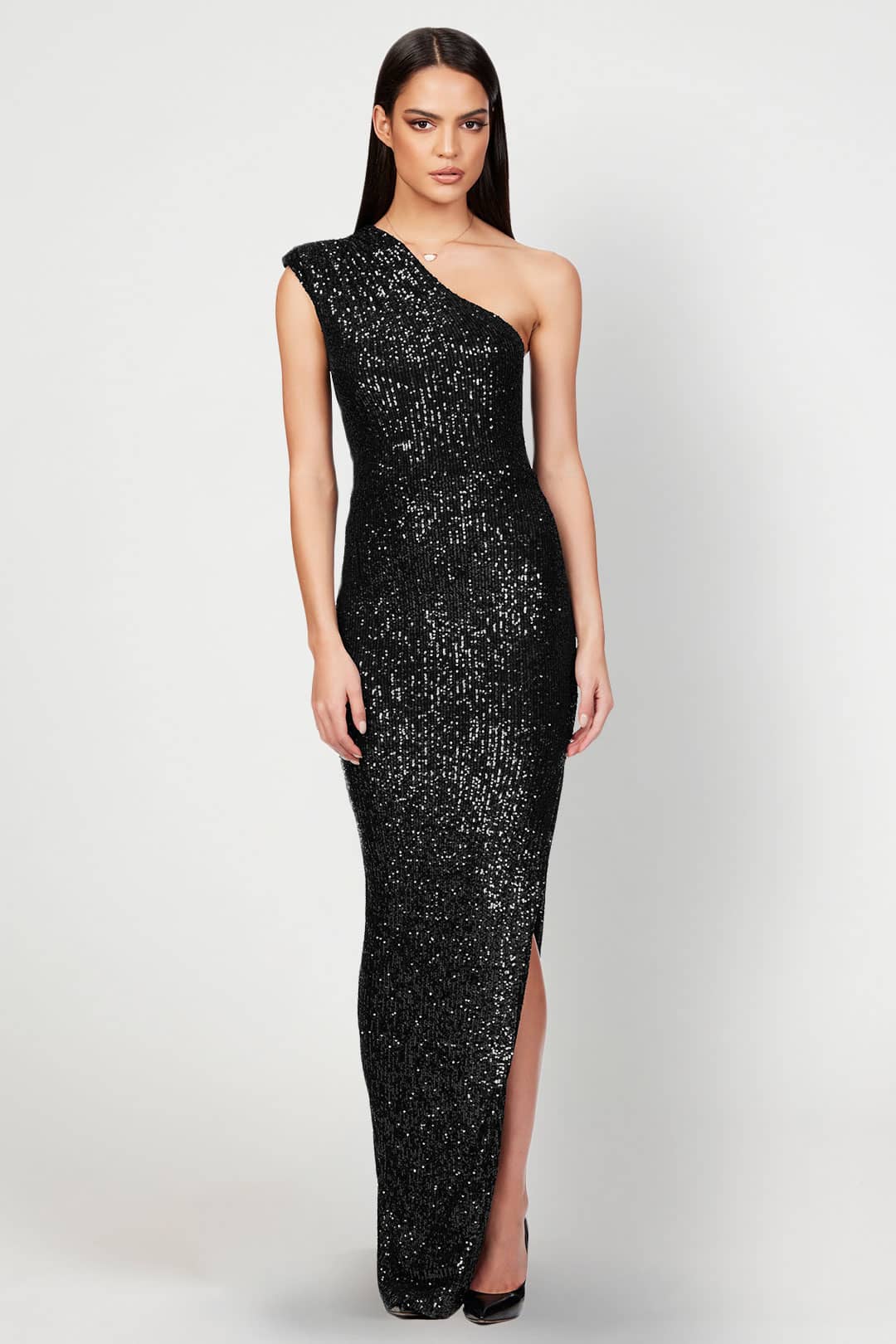 Black Asymmetrical Dress- Nookie Rent A Dress Gown and Dress Rental Front