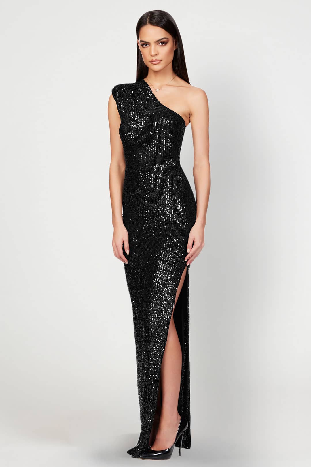 Black Asymmetrical Dress- Nookie Rent A Dress Gown and Dress Rental Side