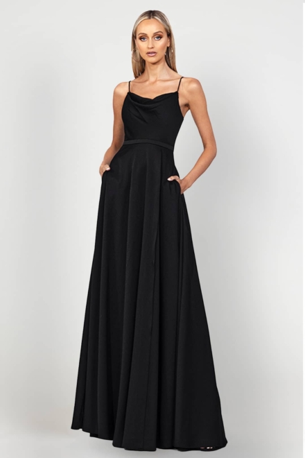 Everleigh Cowl Neck Gown-Bariano-Gown and Dress Rental Front