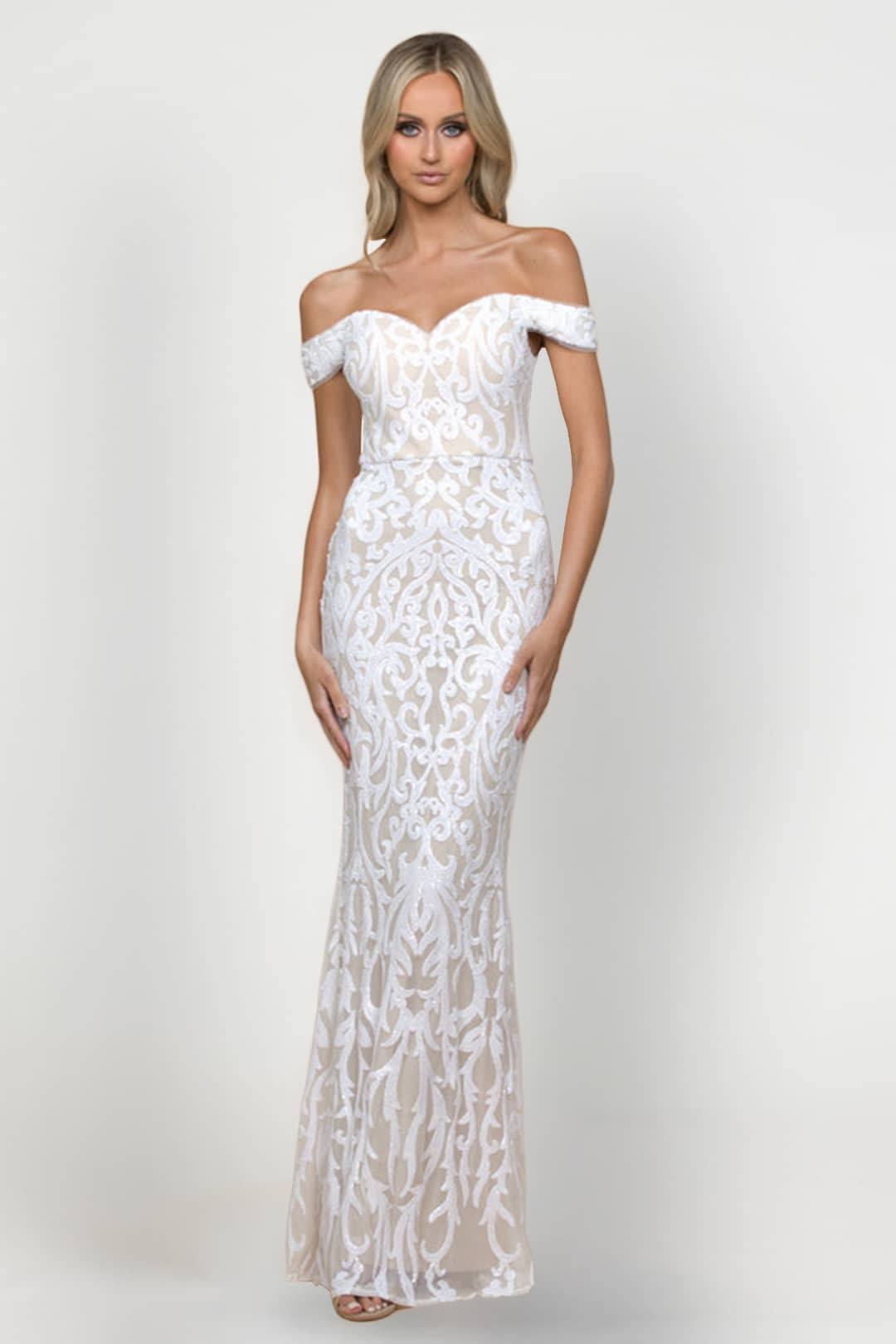 Gaia Off Shoulder Gown-Bariano-Rent A Dress Wedding Dress Rental Front