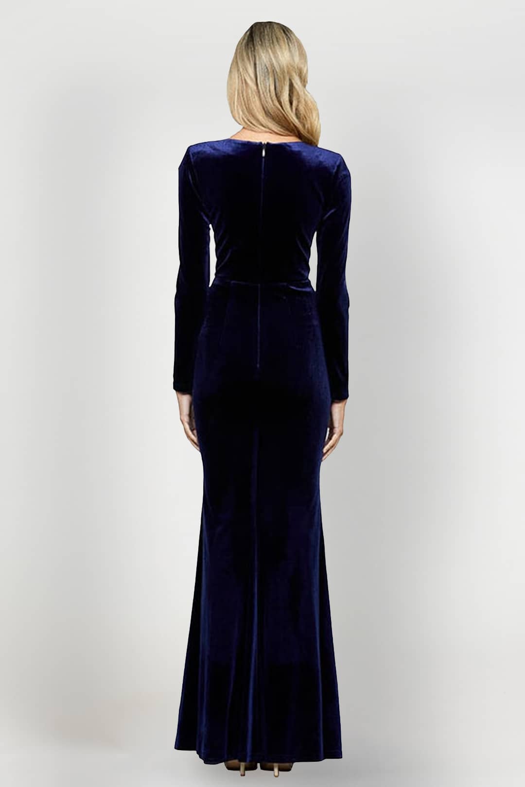 Laine Long Sleeve V Neck Gown-Bariano-Dress Rental Canada Back