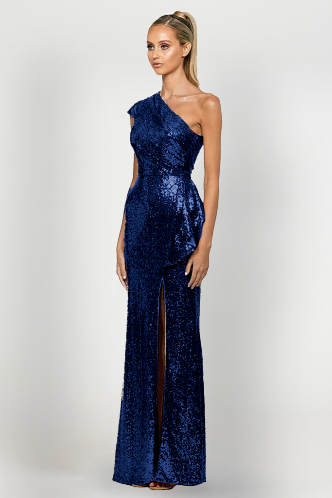 Oprah Cape Gown B47D28L by Bariano - Navy