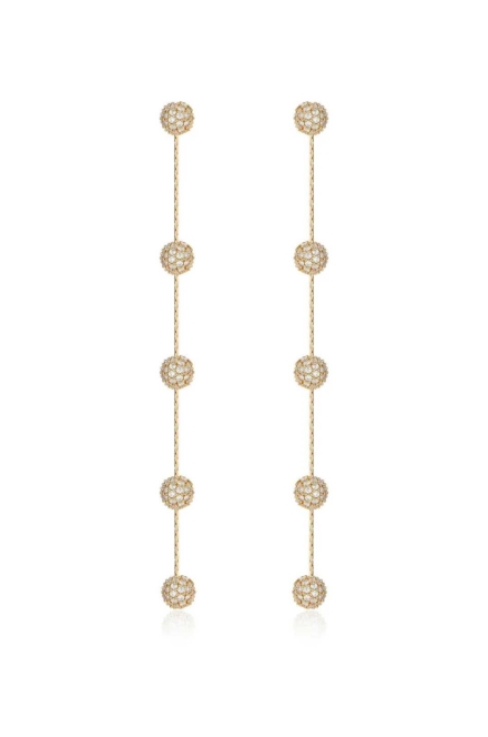 CRYSTAL BALL DROP 18K GOLD PLATED EARRINGS IMAGE- RENT A DRESS DRESS RENTAL CANADA 2