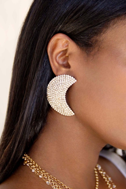 Crystal Moon Earrings - Ettika Jewelry Rent A Dress Sparkly Earrings For Women