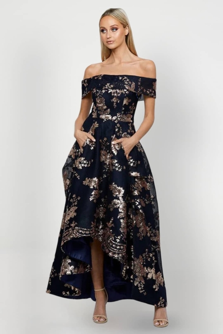 Jessie Hi Low Gown - Bariano Dress Rental Rent A Dress Gown Rental Front (2)