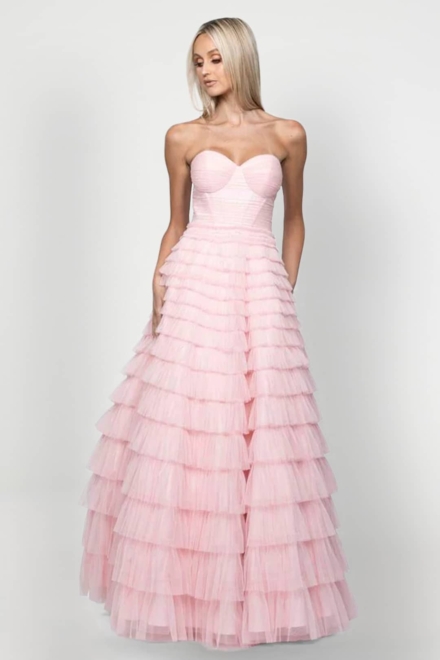 Serenity Pink Gown - Bariano Dress Rental Rent A Dress Gown Rental Front