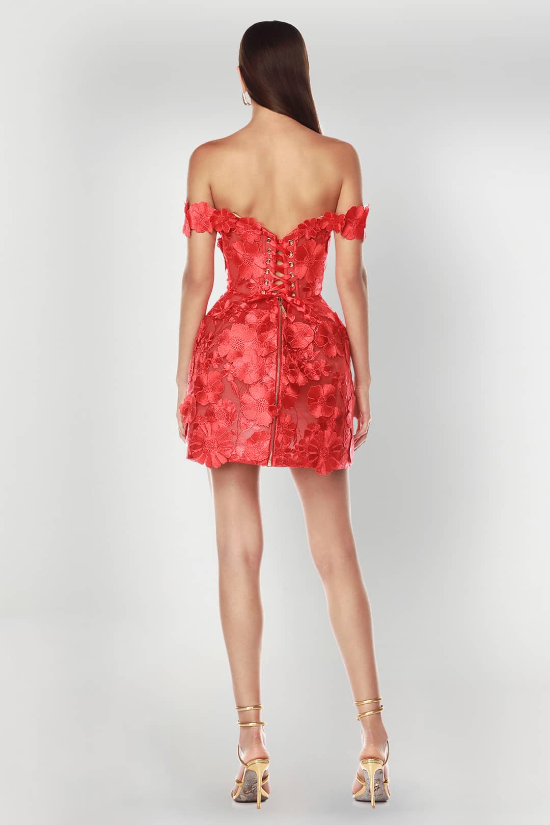 Jasmine Maraya Off The Shoulder-Red Mini Dress Rent A Dress Cocktail Dress Back