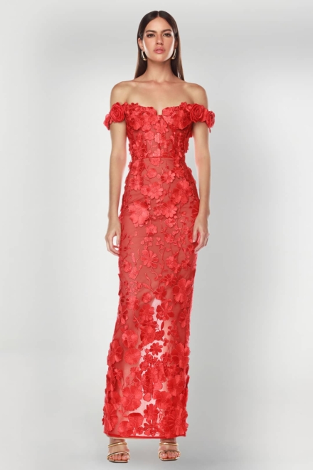 Jasmine Red Dress Maxi Dress Rent A Dress Off Shoulder Dress Front