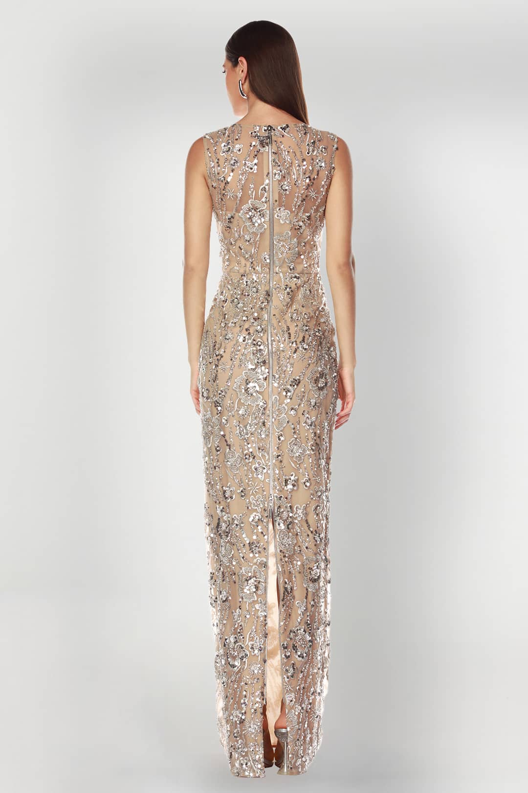 Violet Silver Maxi Dress Rent A Dress Evening Gown Back
