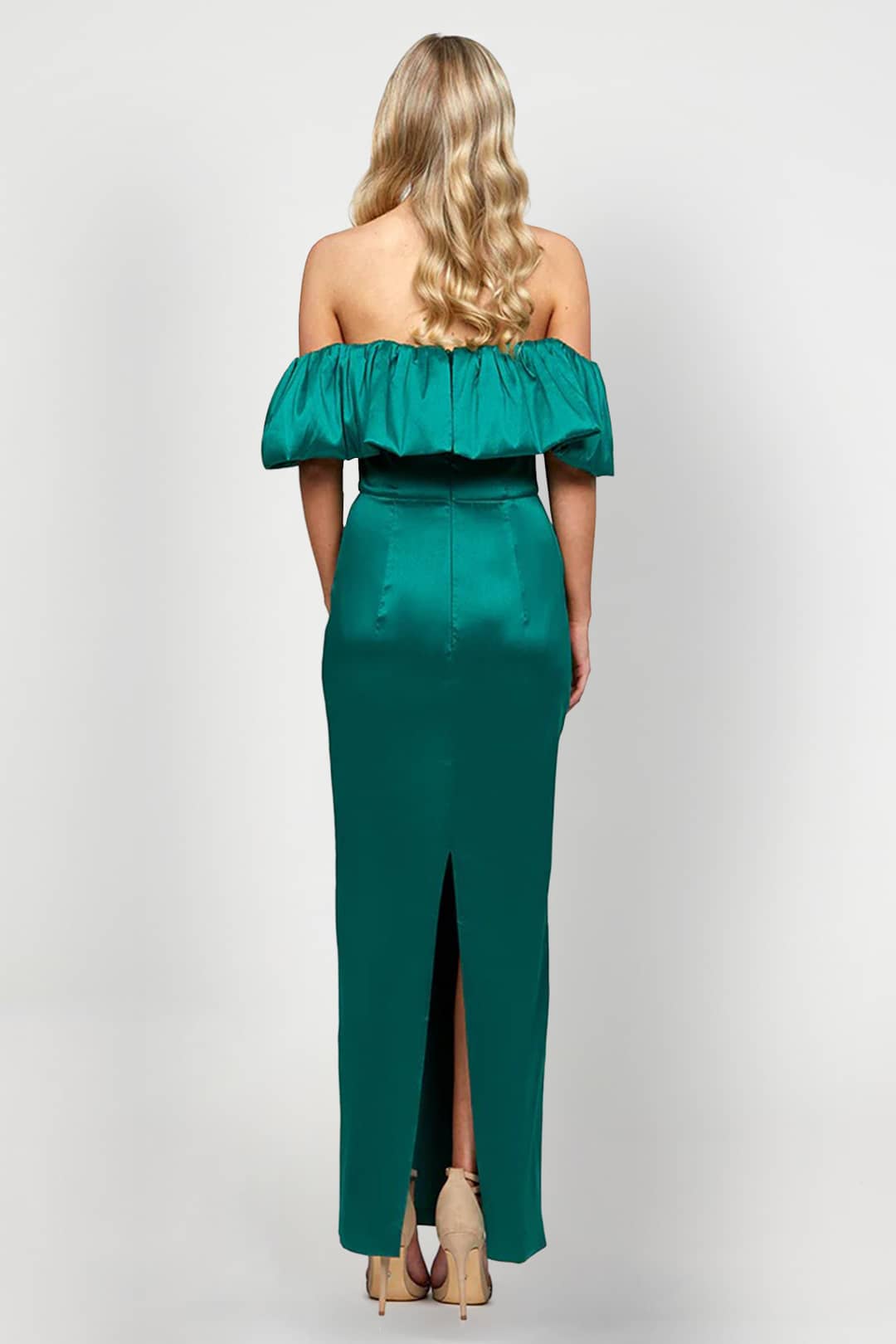 Allyana Off Shoulder Gown - Bariano Rent A Dress Off Shoulder Gown Green Dress Back