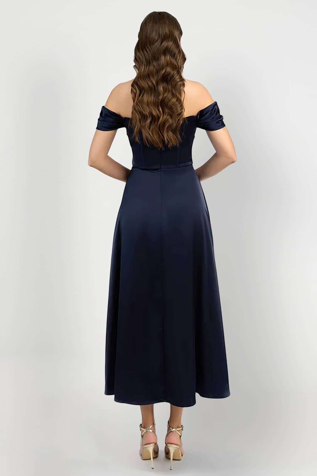 Josie Navy Midi - Bariano Rent A Dress Navy Dress Cocktail Dress Rental Canada A Line Dress Back