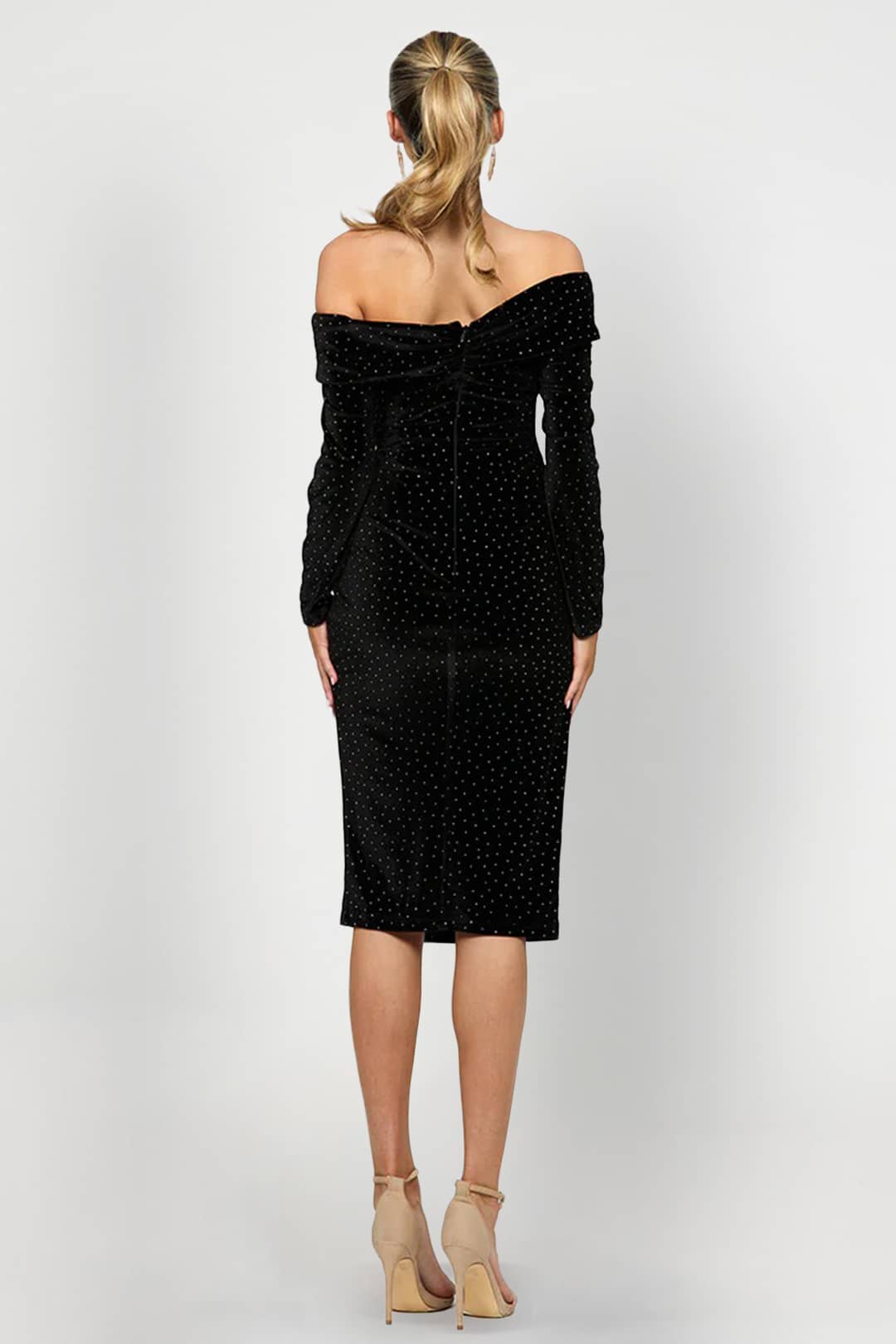 Melanie Off Shoulder Dress - Bariano Rent A Dress Cocktail Dress Black Dress Dress Rental Canada Back