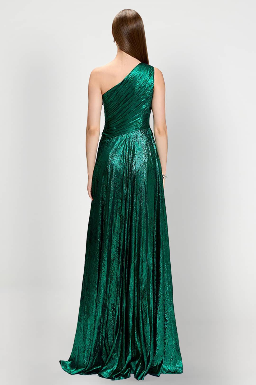 Monica One Shoulder Gown - Bariano Rent A Dres Gown Rental Calgary Green Dress Back