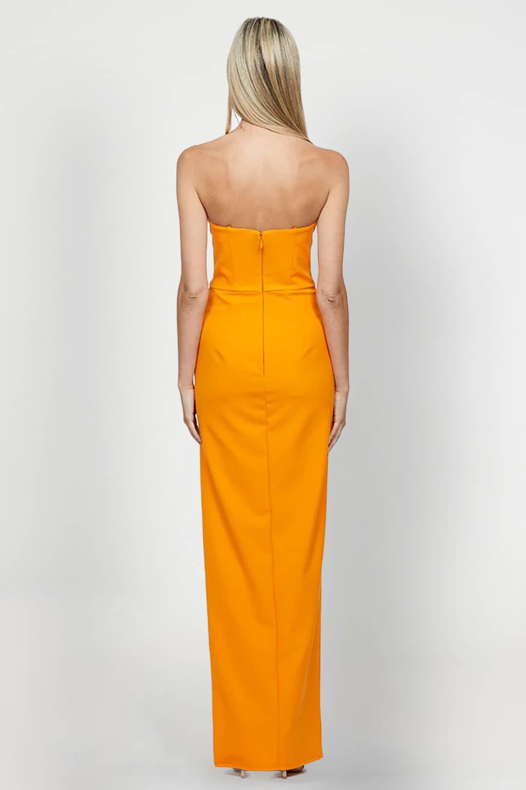 Sari Strapless Gown - Bariano Rent A Dress Formal Gown Rental Yellow Dress Back