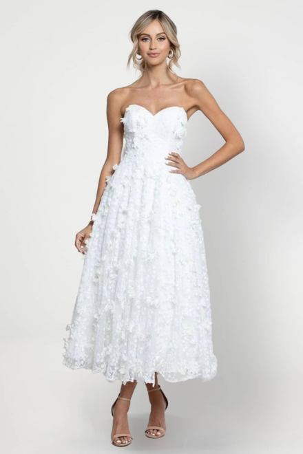 Dress Rentals 1 Adela Sweetheart Midi - Bariano Rent A Dress Gown Rental Canada White Dress Front
