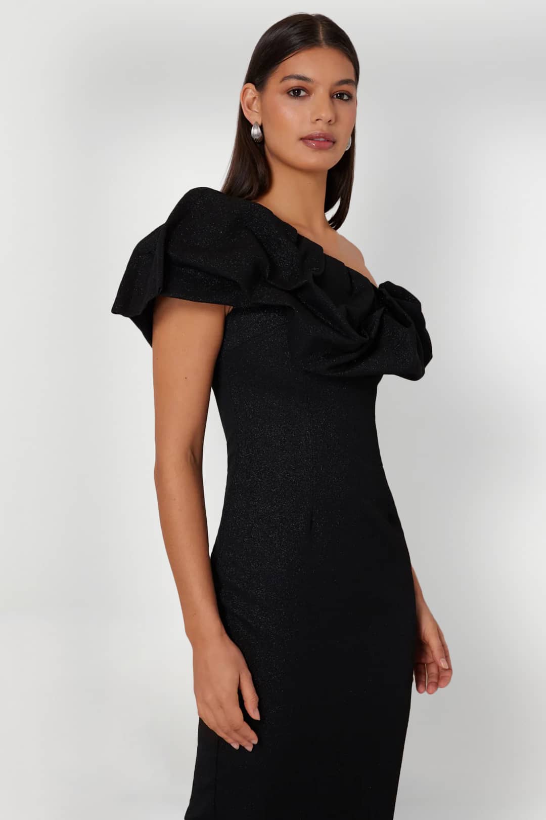 Cayden Black Gown One Shoulder Gown Long Dress For Rent Dress Rental Canada Side