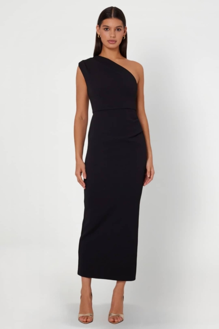 Midi Dresses 9 Harley Black Dress Black Dress Midi Dress One Shoulder Dress Cocktail Dress Rent A Dress Calgary Front
