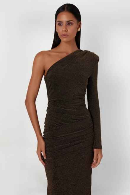 Jane Gold Dress One Sleeve Dress Rent A Dress Gown Rental