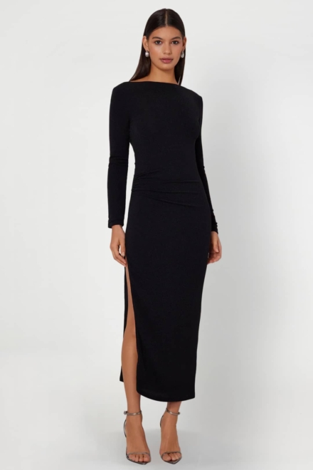 June Black Dress Long Sleeve Dress Rent A Dress Canada Gala Dress Gown Rental Front
