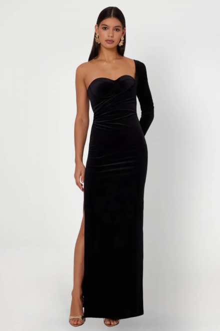 Kylie Black Gown Formal Gown Long Gown Velvet Dress Rent A Dress Canada Front