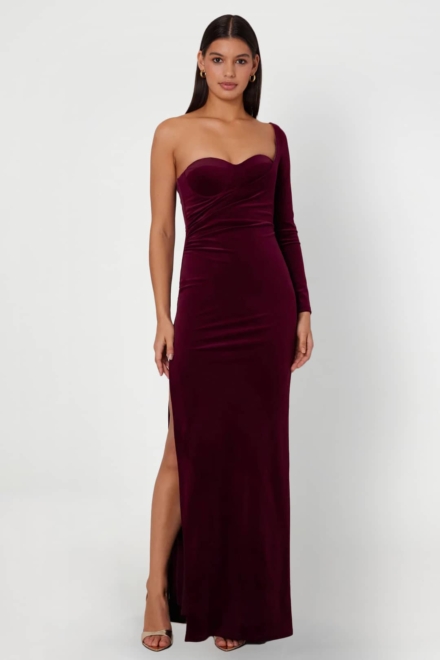Kylie Wine Gown Formal Gown Long Gown Velvet Dress Rent A Dress Canada Front