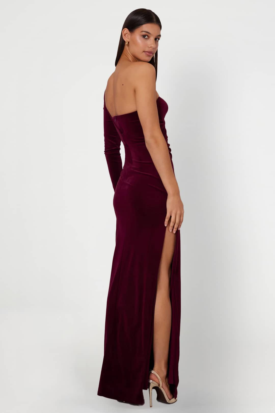 Kylie Wine Gown Formal Gown Long Gown Velvet Dress Rent A Dress Canada Side