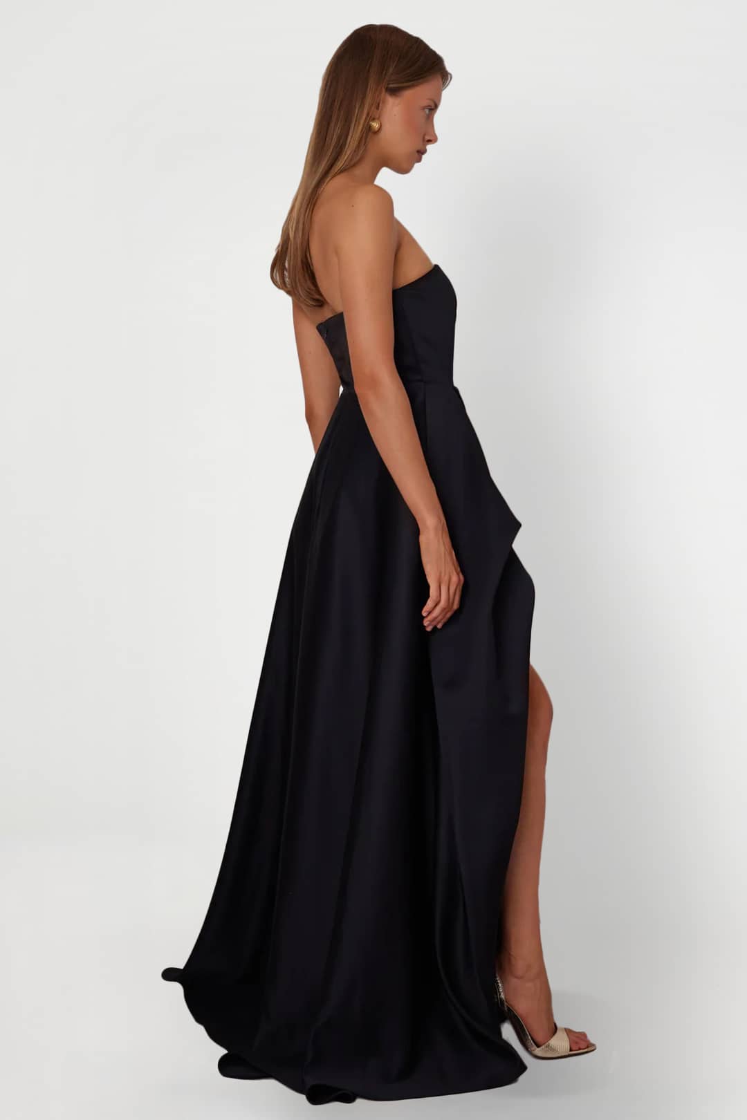 Marina Gown Black Long Dress Strapless Dress Evening Gown Rent A Dress Canada Side