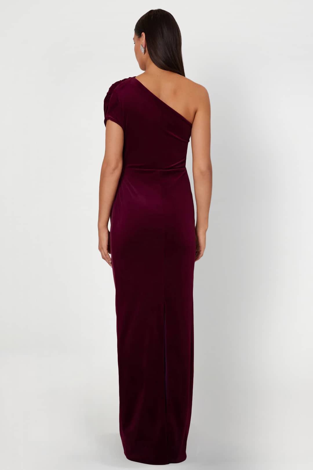 Norah Gown Purple Dress One Shoulder Dress Rent A Dress Gown Rental Velvet Dress Back